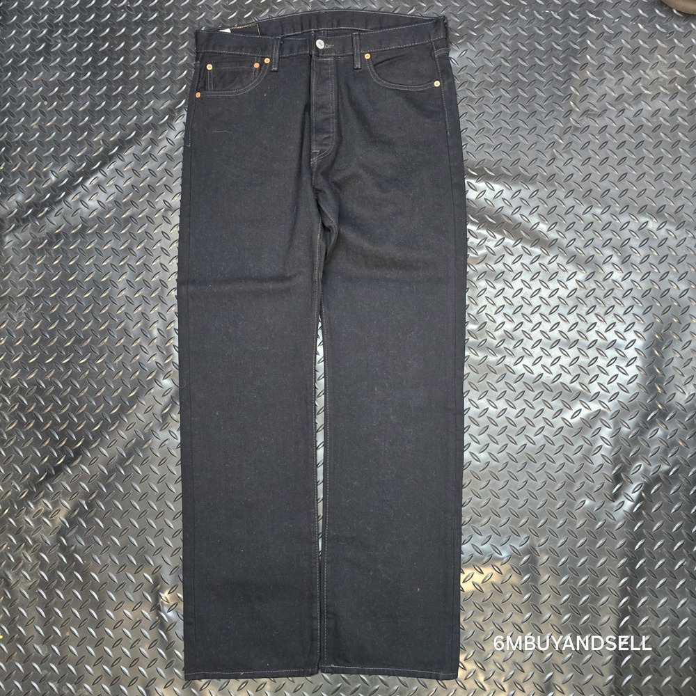 Levis 501 Original Fit Mens Black Straight Leg Button Fly Jeans 36x34 00501-0660 - Picture 2 of 16